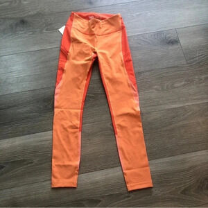 Outdoor Voices SuperForm 7/8 Leggings Orange Color Block Womens Size XS